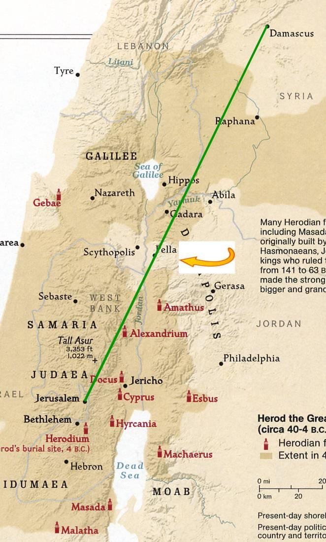 خريطة من القدس إلى دمشق ، 